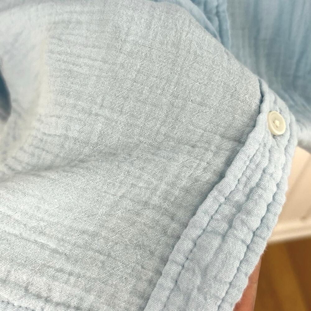 J.Crew Gauze Cotton Button Down Shirt Blue Beach Casual Lightweight Size L - Picture 4 of 7